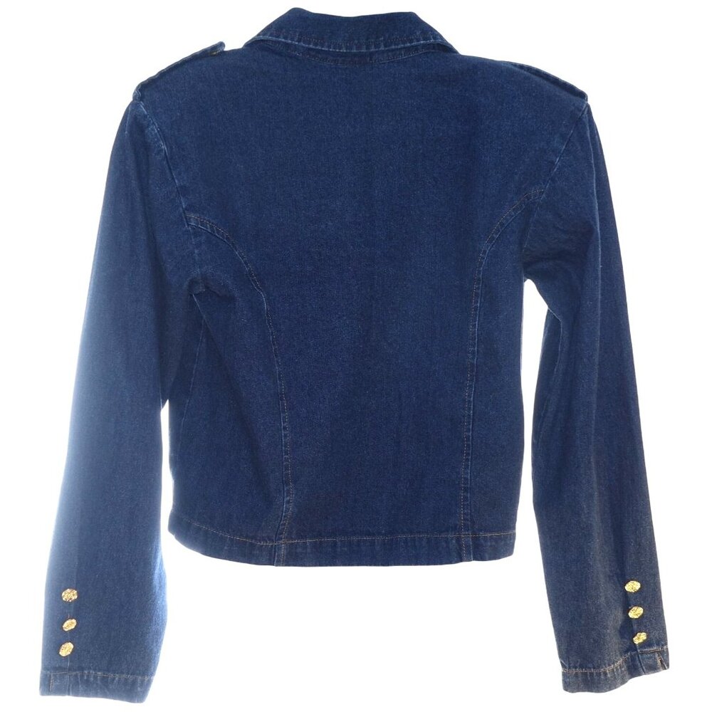 Vintage Forenza Jean Jacket Sz 12 Military Epaulette 80's-90's Double Breasted C - Picture 2 of 8